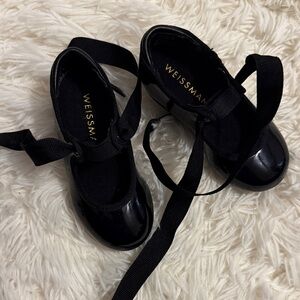 Weissman Glossy Black Dance Shoes with Ribbons